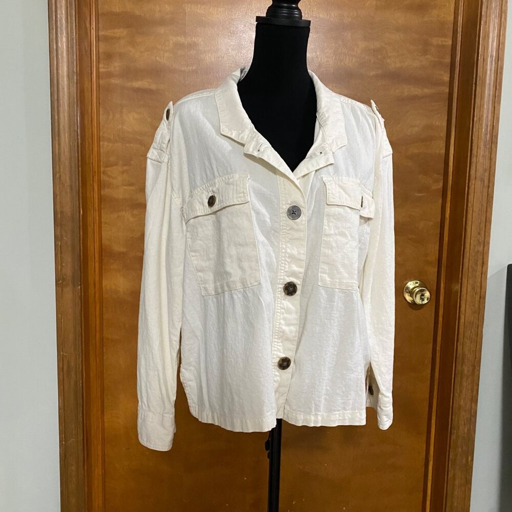 Time And Tru Womens XL Button-Up Linen Blend Jacket